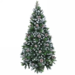 Ёлка «Сказочный лес» 210 см,ПВХ+леска, с белым напылением+шишки (1367 веток) (SZ2000-210)