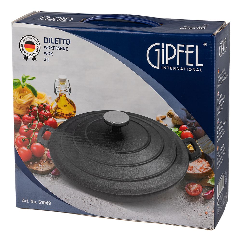 Чугунная сковорода-вок Gipfel Diletto 51049 30 см/3 л