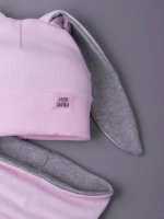 Шапка для девочек осенняя, с ушками розовая