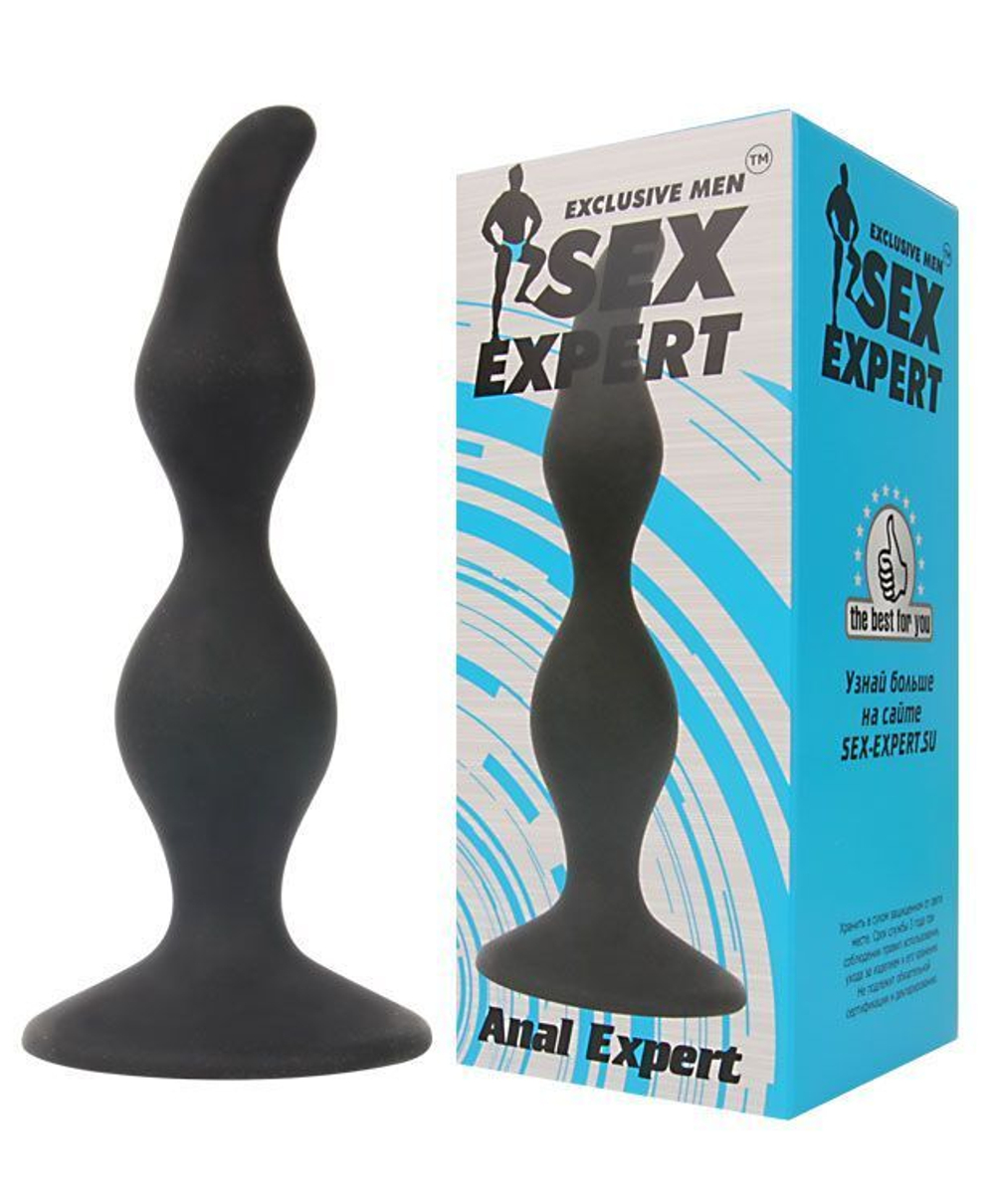 Чёрная анальная втулка со скошенным кончиком - 11 см. (Цвет: черный)