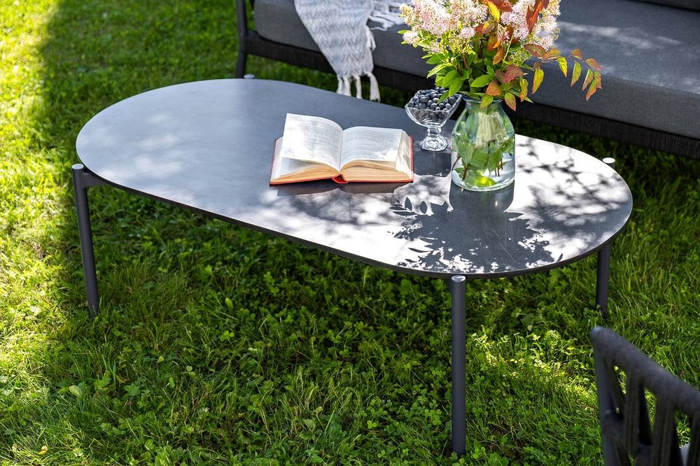 "Диего" лаунж-зона 4-местная плетеная из роупа (веревки), каркас алюминиевый темно-серый, роуп темно-серый