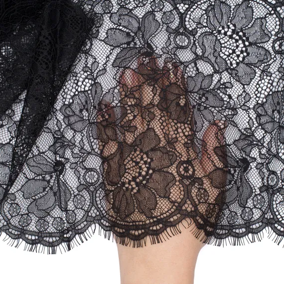 Кружево реснички черное (21*140 см)