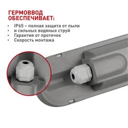 Линейный светодиодный светильник ЭРА SPP-211-0-40K-048 48Вт 4000К IP65 1200 матовый | Линейные светодиодные светильники IP65