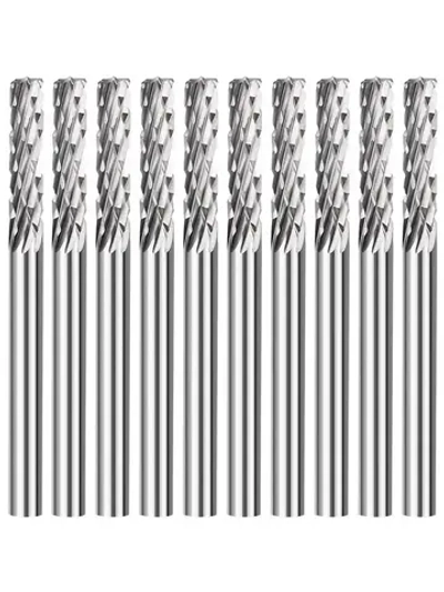 Набор борфрез твердосплавных хвостовик 3мм, форма А, двойная заточка, 38х3мм, 10шт.