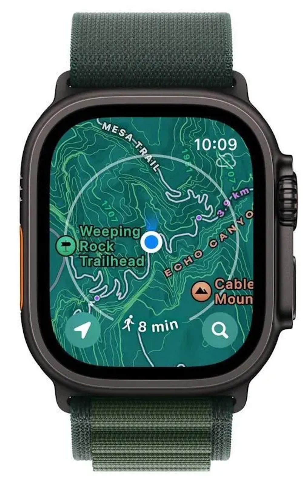 Apple Watch Ultra 2 (2024) GPS+Cellular 49mm, Black Titanium ремешок "Dark Green Alpine Loop", размер L 165-210mm (MX4T3)
