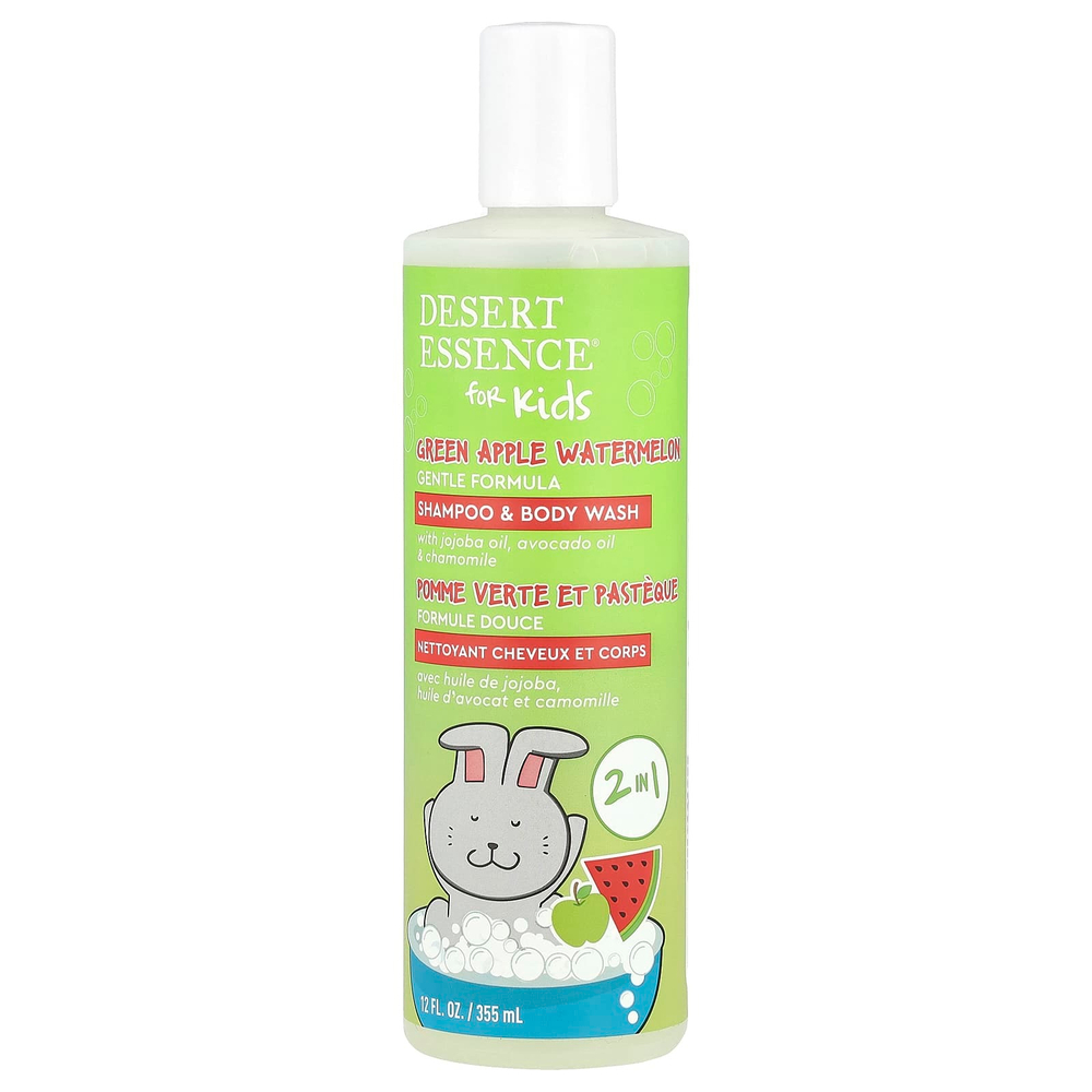 Desert Essence, Детский шампунь и гель для душа, зеленое яблоко и арбуз, 355 мл (12 жидк. унц.)