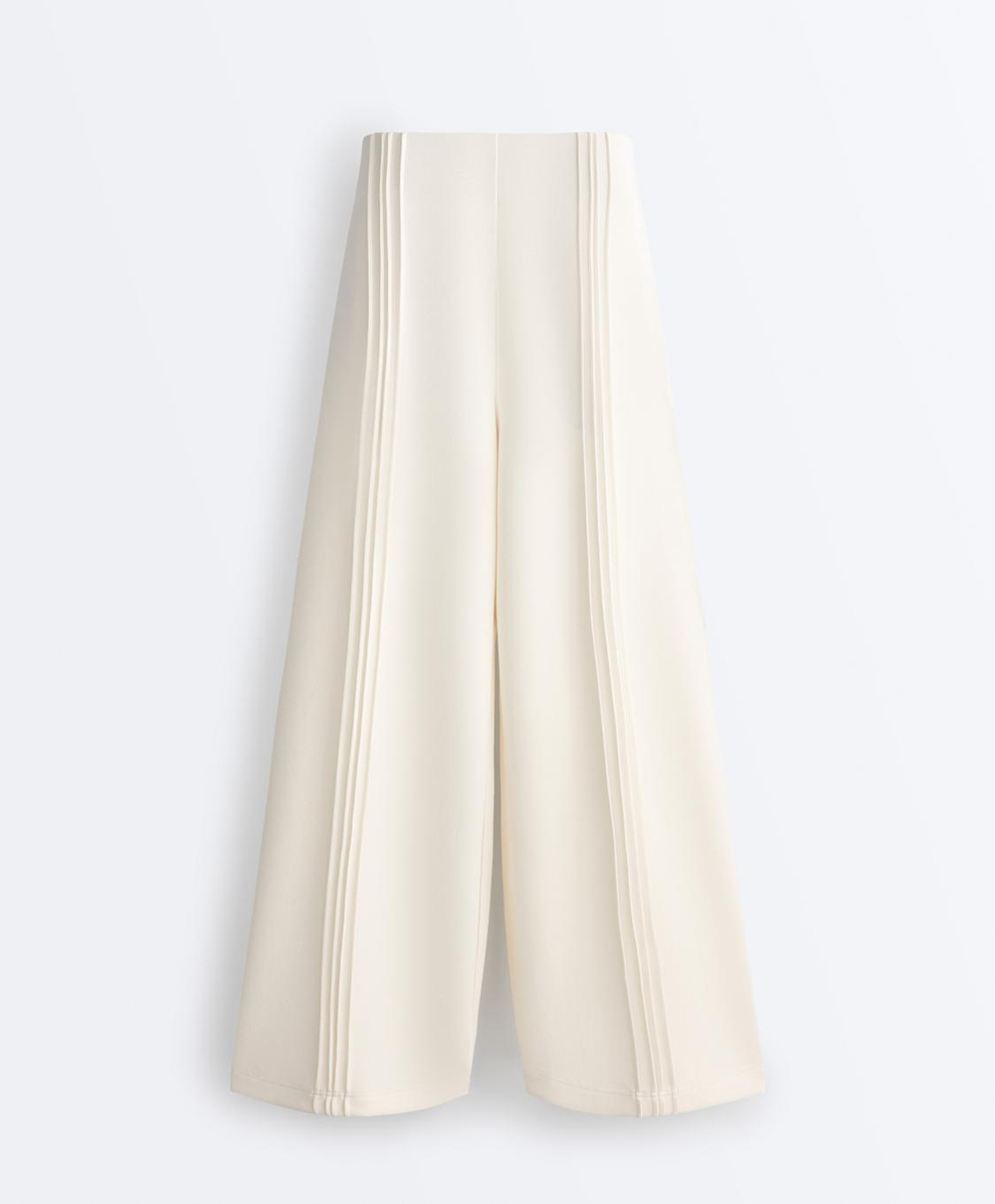 Oysho Брюки прямого кроя из мягкого модала с кантом, экрю