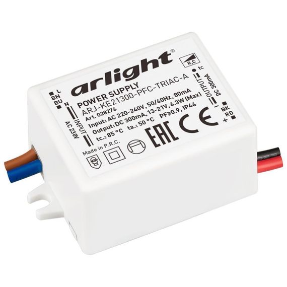 Драйвер Arlight ARJ-KE21300-PFC-Triac-A 13-21V 6,3W IP44 0,3A 028276