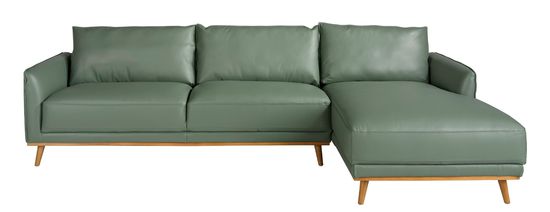 Угловой диван с правым шезлонгом 6199/5607-R-M5677 Angel Cerda из зеленой кожи
