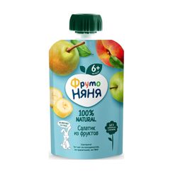 Frutonanny. 90 qr. Püre. “Meyvəli salat”, alma, banan, armud, şaftalı (1x12) (6 ay)