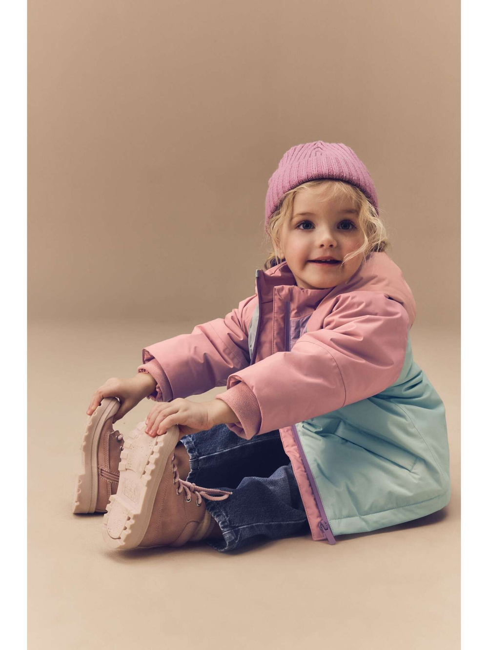Куртка непромокаемая с флисовой подкладкой для девочки Next E25-304, Розовый, Голубой