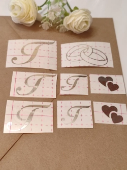 Наклейки свадебные зеркальное серебро инициалы " Г "