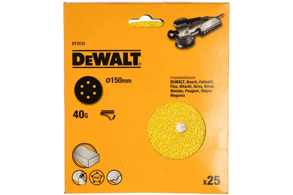 Круг шлифовальный (150 мм; Р40) 25 шт. DEWALT DT 3131 118835