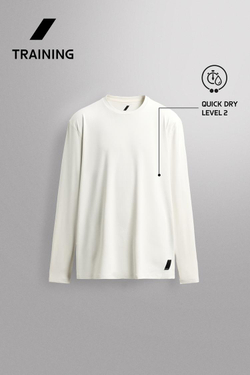 ZARA БАЗОВАЯ ФУТБОЛКА С ДЛИННЫМИ РУКАВАМИ, ЦВЕТ ЛЬДА