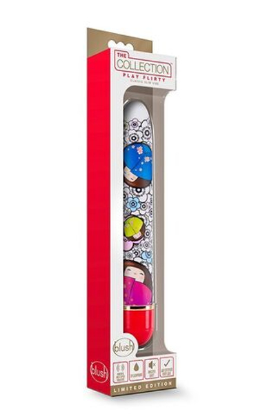 Яркий вибромассажёр с принтом Play Flirty - 17,8 см. (Цвет: разноцветный)