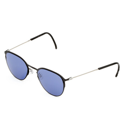 Черные солнцезащитные очки из титана с темно-синими линзами. Модель 21