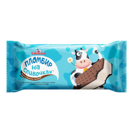 Мороженое Пломбир на сливочках в шоколадном печенье 80 гр