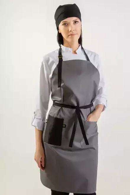 Фартук повара темно-серый "Геро" лямки черные