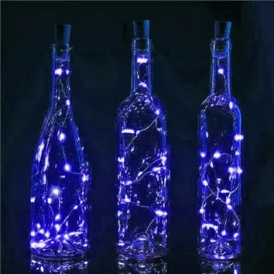 Гирлянда для дома на батарейках 1 м 10 ламп LED, 1 реж.,IP-20 (с пробкой д/бутылки), Синий