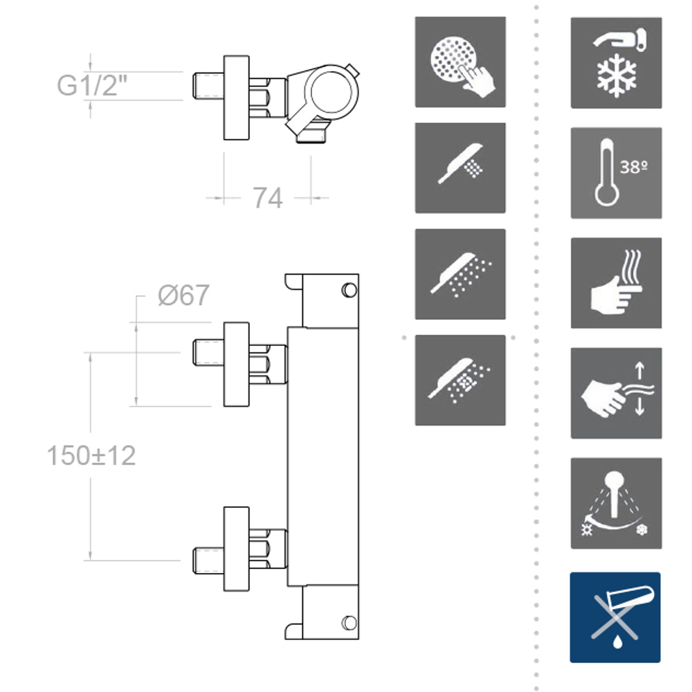 Смеситель термостатический для ванны с душевым комплектом DRAKO 333402AS