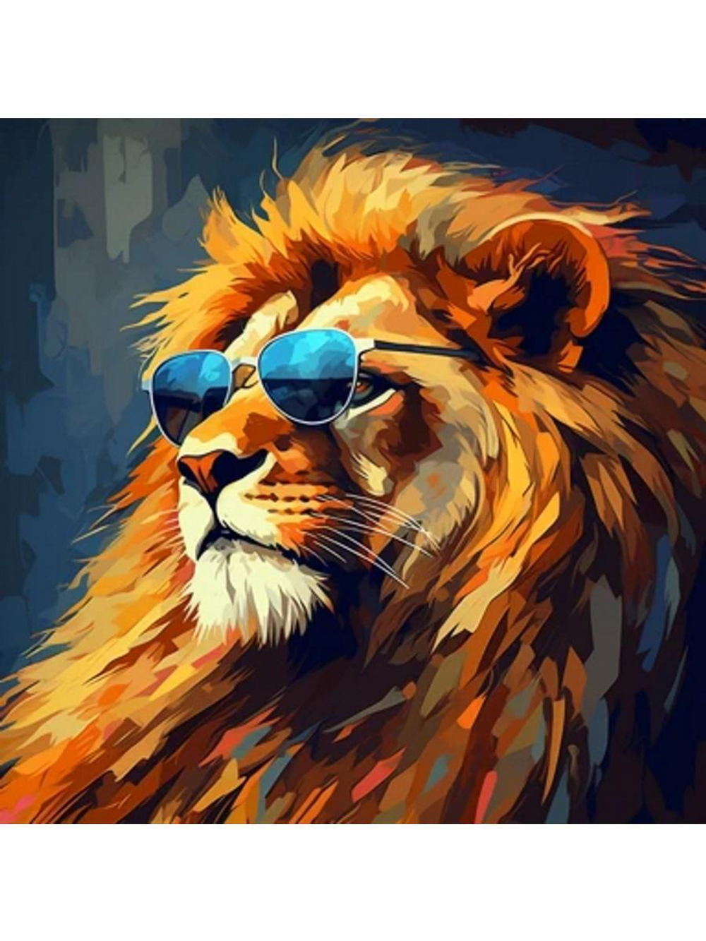 Картина по номерам 30х30см. "Стильные животные" (20цв) Крутой лев (арт. Х-6343)