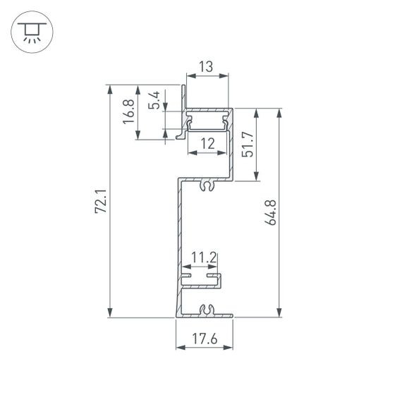 Профиль встраиваемый Arlight Plintus-H73-F-2000 White 043592