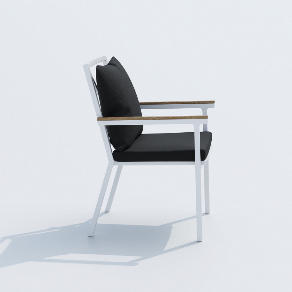 Обеденная группа Ideal Patio  ТЕЛЛА ФЕСТА плюс каркас белый, стол тик 180, ткань антрацит