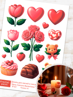 Трансфер переводной - декаль для свечей и гипса день святого валентина 007 А5