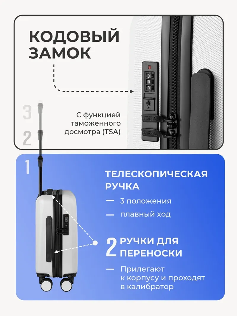 Чемодан Bonle размер XS Белый