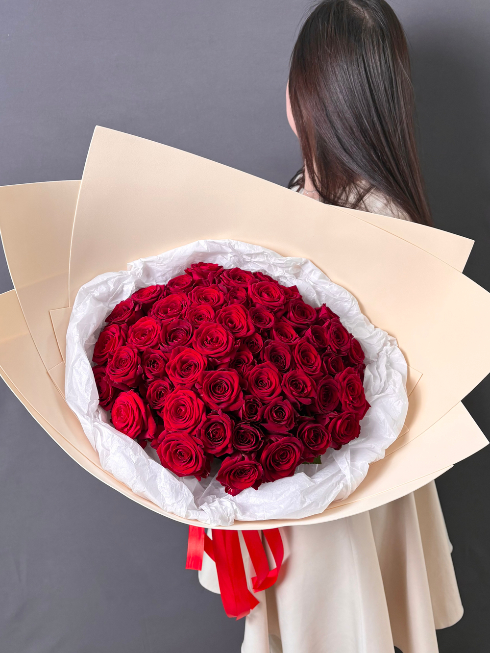 51 красная роза 50 см