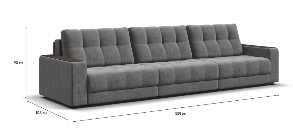 Диван BOSS GRAND Велюр Royal стоун