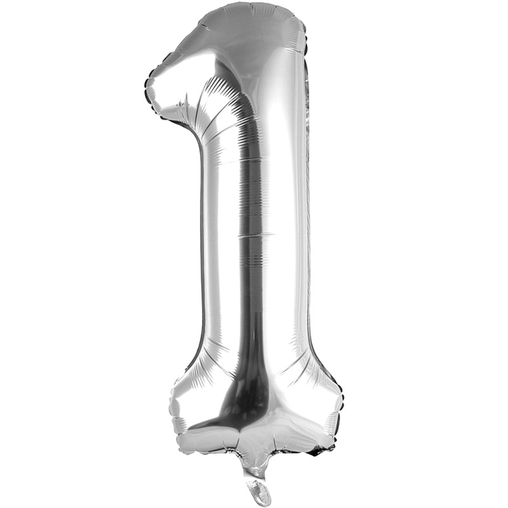 Шар фольгированный Цифра 1 101 см (Серебряный)