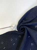 Муслин с вышивкой крупные цветы, черный DC04088-31