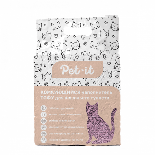 Pet-it комкующийся наполнитель для кошек Тофу Лаванда, 6 л
