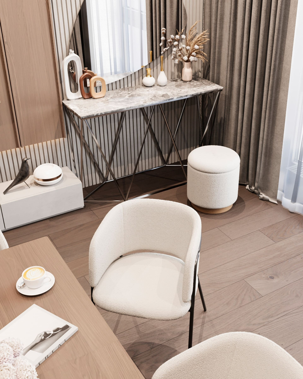 Консоль Авалон 122*41 серый мрамор сталь темный хром