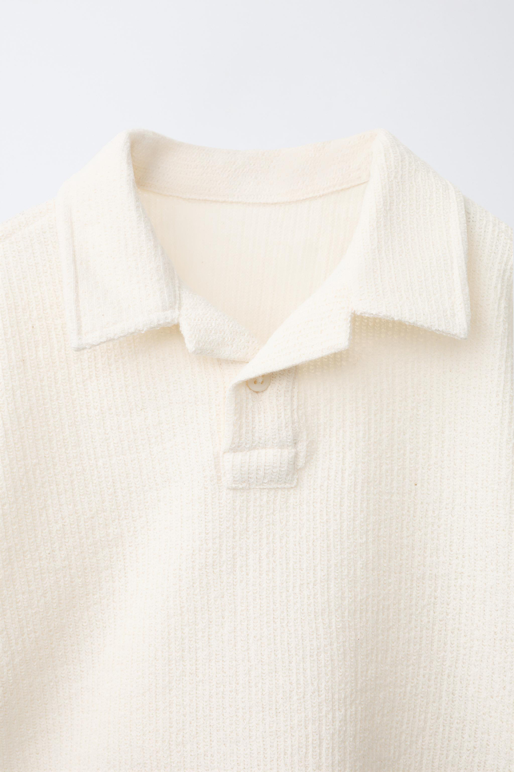 ZARA ОДНОТОННОЕ ТРИКОТАЖНОЕ ПОЛО, ЭКРЮ