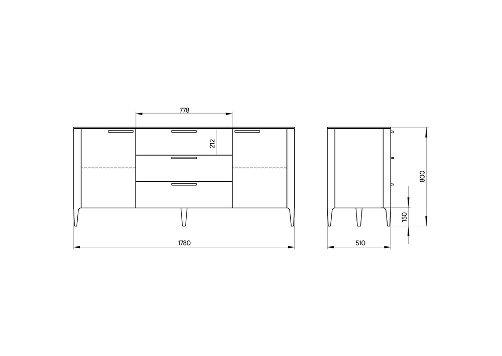 Тумба Type oak 2 двери 3 ящика (молочный)