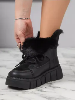 Зимние ботинки натуральный мех на платформе