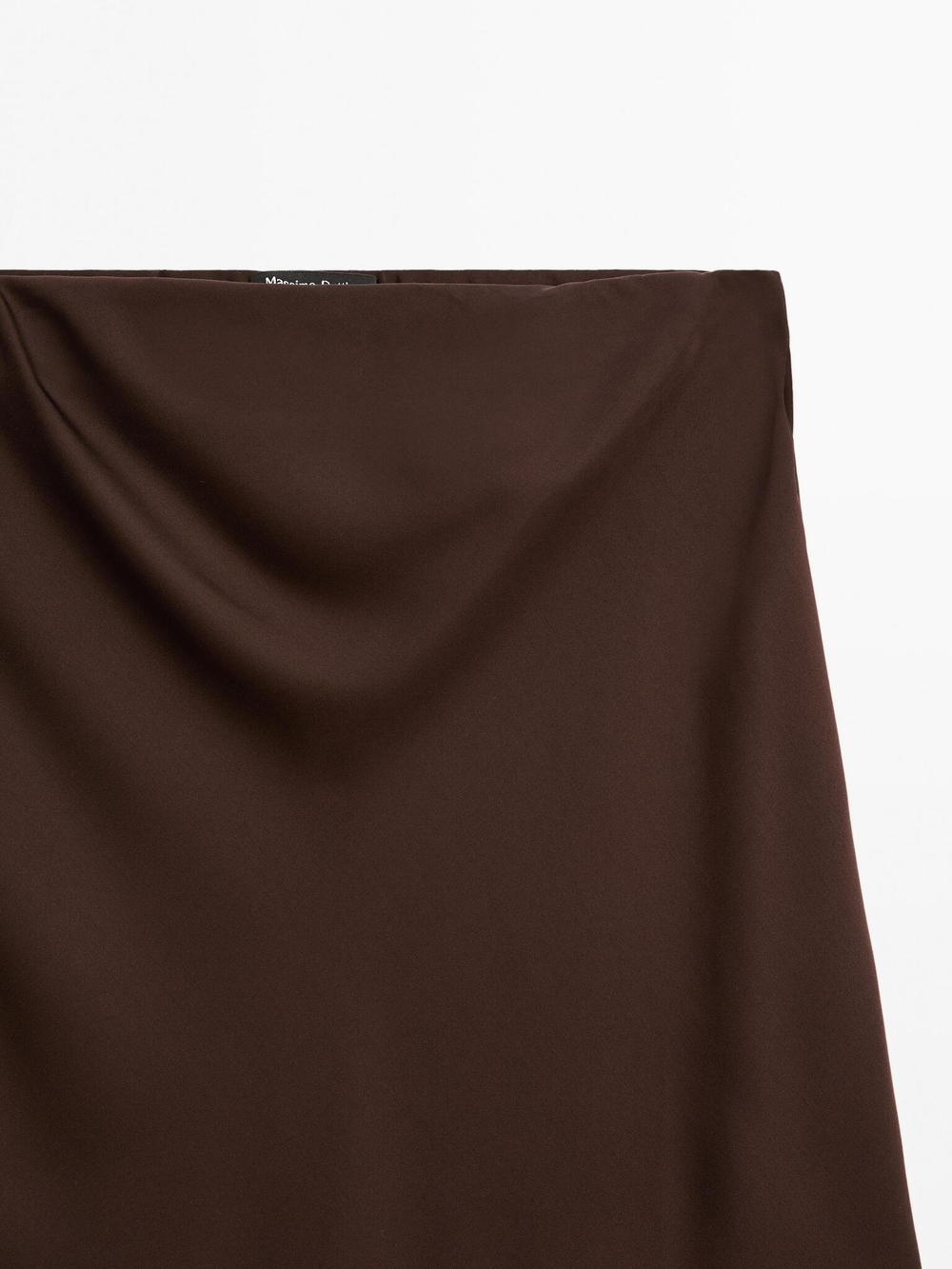 Massimo Dutti Юбка миди из струящегося атласа, шоколадно-коричневый
