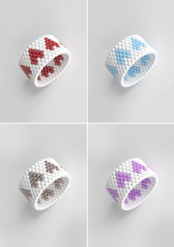 Схема кольца из бисера, узор PEYOTE, мозаичное плетение, четный счет, узор пейот из Miyuki Delica 11/0, файл PDF, RING_13