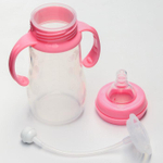 4780651 Бутылочка для кормления силиконовая, с ручками, 240 мл., цвет розовый, антиколик