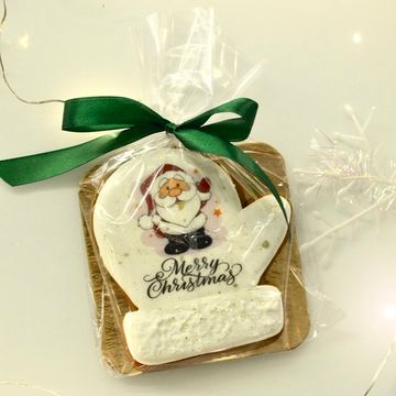 Пряники варежка с фотопечатью на Новый год