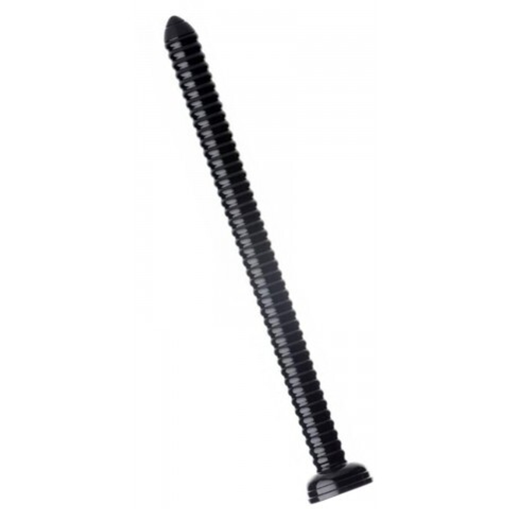 Огромный фаллос Hosed Ribbed Anal Snake Dildo, черный, 50.8х4.4 см