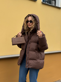 Пуховик Рокет миди шоколад