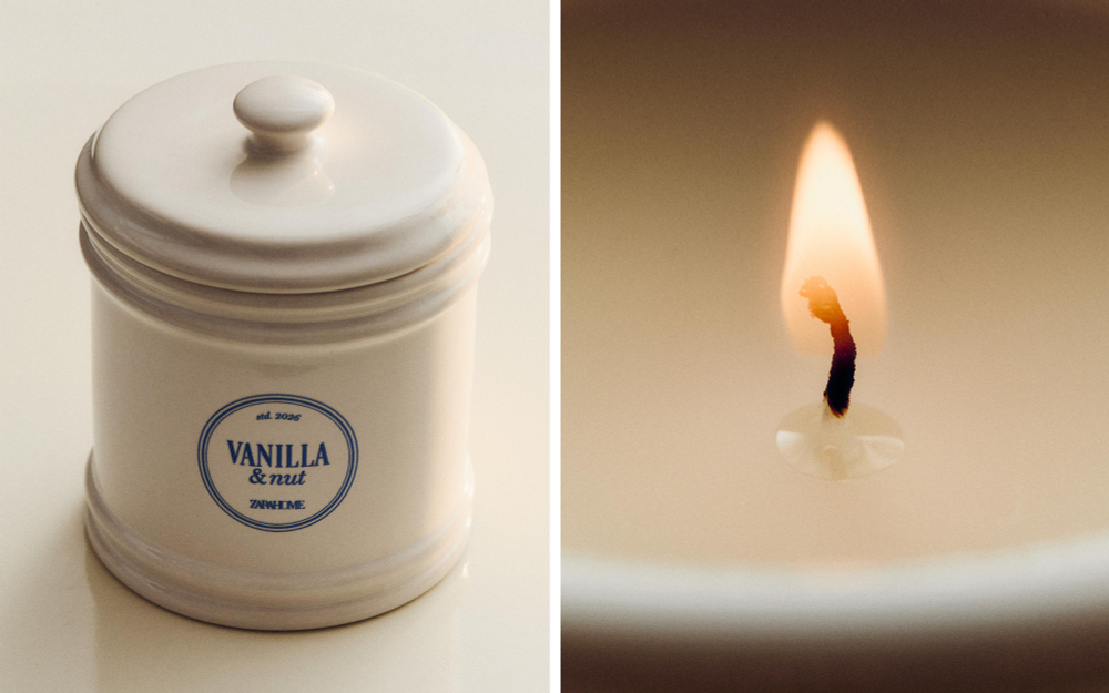 Zara Home Свеча ароматическая Vanilla & Nut 300 г, растительный воск, аромат сладкий гурманский, Золотой