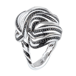 Кольцо с Чёрными Сапфирами и Бриллиантами, R0124-0/2