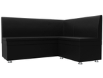 Диван кухонный угловой Уют правый угол, Черный, Экокожа, 28387