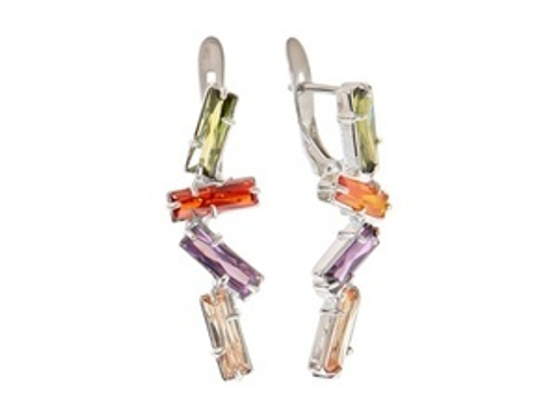 "Сити" серьги в серебряном покрытии из коллекции "Нью-Йорк" от Jenavi  с английским замком