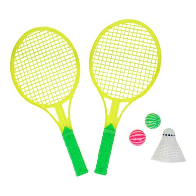 Набор ракетки детские 38 см. пластик 2 шт., волан, мячики 2 шт., блистер