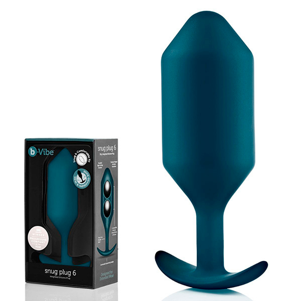 Бирюзовая пробка для ношения 18,5см b-Vibe Snug Plug 6 BV-029-MAR